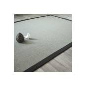 Tapis sisal Yucatan gris acier - Ganse coton noire - 160 x 230 cm