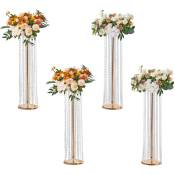 Vevor - 4PCS Support de Fleurs de Mariage 90 cm Porte-fleurs en Cristal Centre de Table Mariage Luxueux Vase Metal Dore Presentoir Floral pour