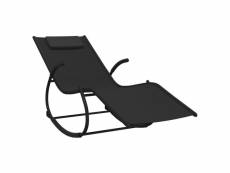 Vidaxl chaise longue à bascule noir acier et textilène