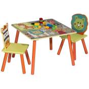 Woltu - 1 Table et 2 Chaises Enfant en MDF.60X60X44cm.Motif
