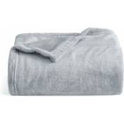 Xinuy - Couverture en polaire - Couvertures légères gris clair pour canapé, canapé, lit, camping, voyage - Couverture en microfibre super douce et