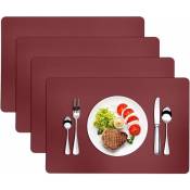 4 Pièces Sets de Table en Cuir Imperméables 45×30cm Dessous de Verre Antidérapant Lavable Rouge - Rouge - Norcks