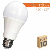 Ampoule LED A60 E27 12W 1120LM | Blanc chaud 3000K - Pack 10 pcs.
