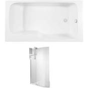 Baignoire bain douche JACOB DELAFON Malice + pare bain + étagère 170 x 90 v. droite - Blanc