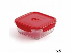 Boîte à lunch hermétique luminarc pure box rouge 1,22 l verre (6 unités)