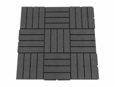Caillebotis - dalles terrasse - lot de 9 - emboîtables, installation très simple - petits carreaux composite plastique imitation bois noir