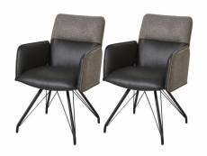 Chaise avec accoudoirs simili cuir et pieds métal noir collin - lot de 2 52870GR