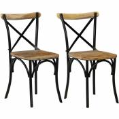 Chaise bois de manguier massif et acier noir Tiphen