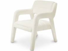 Chaise de salle à manger en bouclette fausse fourrure tapissée - boucles blanches - colette blanc