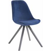 Chaise de salle à manger Toulouse en velours avec pieds ronds Bleu Gris