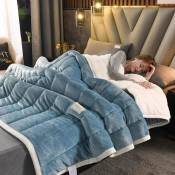 Couvertures chaudes en molleton de corail pour lit, 3 couches épaisses, en flanelle, couettes douces et confortables, lavables, automne et