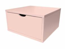 Cube de rangement bois 50x50 cm + tiroir rose pastel CUBE50T-RP