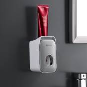 Distributeur de dentifrice mural pour salle de bain - Presse-dentifrice automatique - Dispositif de rangement de salle de bain（Gris）