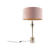 Diverso - Lampe de table avec Abat-Jour - 1 lumière - ø 500 mm - Rose - Art Deco - éclairage intérieur - Salon i Chambre - Rose - Qazqa