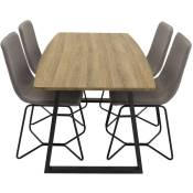 Ebuy24 - IncaNABL ensemble table, table extensible longueur cm160 / 200 El bois décor et 4 X-chair chaises gris.