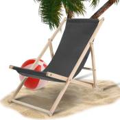 Einfeben - Chaise longue de jardin Chaise longue en pin pliable Chaise longue de balcon en bois Chaise de plage Gris - Gris