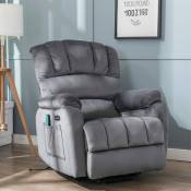 Fauteuil de loisirs électrique, fonction massage et chauffage, fauteuil de massage télécommandé gris 91x96x110CM