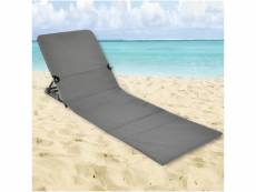 Hi chaise tapis de plage pliable pvc gris 423980