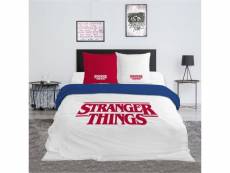 Housse de couette stranger things, edition collector, rouge/bleu, 220x240cm, 2 personnes, 100% coton