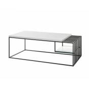 Inside75 - Table basse jully blanc mat et métal noir - blanc