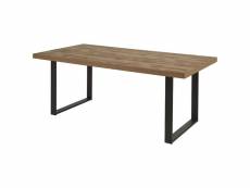 Kora - table 200cm aspect bois piètement u métal poudré noir