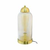Lampe à poser en métal et verre faline pour utilisation en intérieur - Style Art Déco - D16 cm - 1 ampoule 4W, douille E27 - Doré - C-création