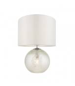 Lampe de table Knighton Verre,tissu,acier Verre Transparent texturé,tissu blanc vintage 1 ampoule 46,2cm