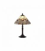 Lampe de table style Tiffany Cindy 1 Ampoule Gris/Blanc 27 Cm