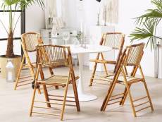 Lot de 4 chaises pliantes en bambou marron trentor