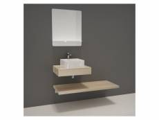 Meuble de salle de bain will - plan épais 60 cm + plan fin 120 cm + vasque + miroir + equerres