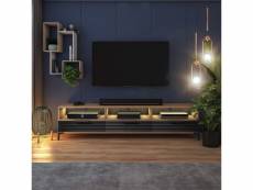 Meuble tv - rikke - 160 cm - chêne wotan / noir mat