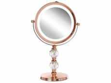 Miroir de maquillage avec éclairage led ø 18 cm rose doré claira 297438