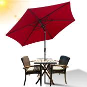 Parasol de Jardin 270 cm, UV30+, Parasol d'Extérieur, Parasol de Terrasse, Manivelle, Rouge, Parapluie hawaïen - rouge