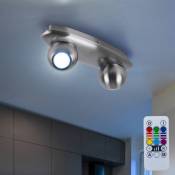 Plafonnier dimmable, zone de vie télécommandée, spots boule dimmable dans un ensemble comprenant des ampoules LED RVB