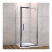 Porte de douche 90x80x185 cm porte pivotante cabine de douche verre securit