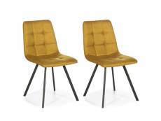 Set de 2 chaises salle à manger mila tapissées moutarde, 58 cm x 45 cm x 90 cm I9099