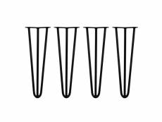 Skiski legs - 4 pieds de table en épingle à cheveux 40,6cm 3 tiges en acier noir épaisseur 12mm 24190