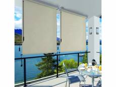 Store vertical pour balcon terrasse avec coffre gris inérieur ou extérieur paravent pare-soleil brise-vue imperméable toile en beige 1,6 x 2,5 m GSA16