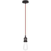 Suspension composable, Monture E27 (NON ampoule avec), Métal noir câble textile rouge - Digilamp