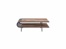 Table basse 2 plateaux fer-bois- seattle - l 120 x l 69 x h 40 cm - neuf