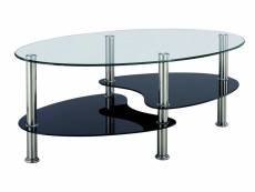 Table basse noir et blanc en verre trempé ovale opunake-