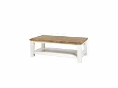 Table basse rectangulaire 2 plateaux blanc-bois - dunedin
