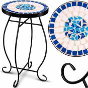 ® Table en mosaïque Tables de bistrot Tabouret à fleurs Rond 60 x 38 cm Mosaïque en métal Table d'appoint Table de balcon Tables de jardin Table de
