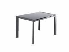 Table extensible 120 à 180 cm plateau verre gris et piétement acier - mystic
