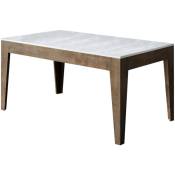 Table extensible 90x160/220 cm Cico Mix Plateau Frêne Blanc - Piètement Noyer