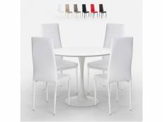 Table tulipan blanche 80cm + 4 chaises modernes en