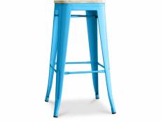 Tabouret de bar - design industriel - acier & bois - 76cm - stylix turquoise