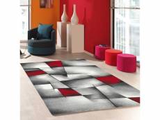 Tapis salon moderne de créateur parlak 3d rouge, noir, blanc, gris 80 x 150 cm