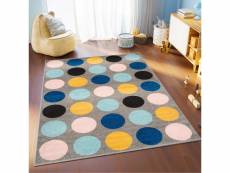 Tapiso lazur tapis salon moderne gris rose bleu jaune cercles doux 160x220 C937C DARK_GRAY/ROSE 1,60-2,20 LAZUR