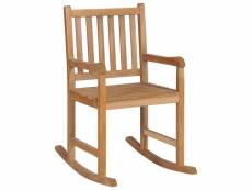 Vidaxl chaise à bascule avec coussin à motif de feuilles bois de teck